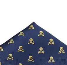 Pañuelo Bolsillo Azul Calaveras Amarillas