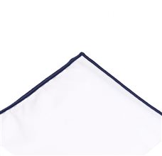 White and Dark Blue Pocket Square
