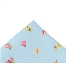 Light Blue Pocket Square with Flowers