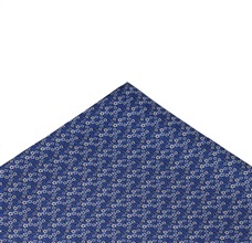 Blue Silk Pocket Square with Flowers
