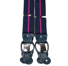 Navy Blue with Magenta Stripe Elastic Braces