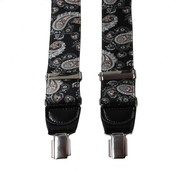 Black Paisley Elastic Braces