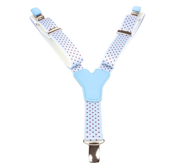 Boy's Sky Blue Elastic Braces with Brown Dots