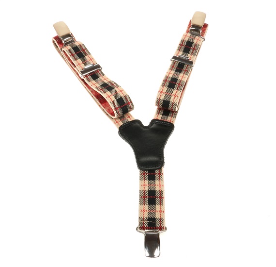 Tirante Niño Beige Cuadro Escocés Negro
