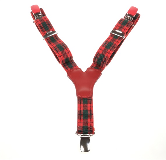 Boy's Red Checked Braces