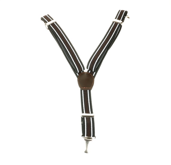 Boy's Black and Brown Stripes Elastic Braces